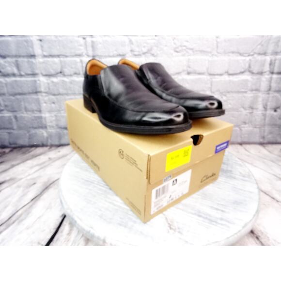 Clarks Whiddon Step Black Leather Slip On Loafers Shoes Men Size 10 NIB - Picture 1 of 11